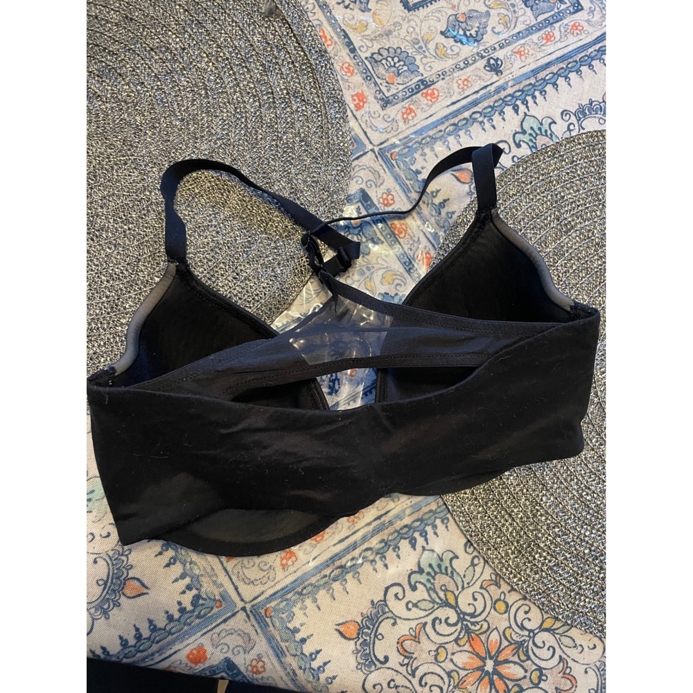 Victorias Secret Racerback Demi Bra Black Gray Front Close 32DDD Underwire Mesh - Picture 2 of 4